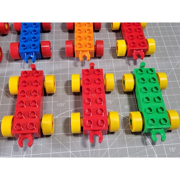 LEGO DUPLO Lot 12 Vehicle Car Train Bases Wheels Building Blocks Open Hitch - Picture 4 of 5
